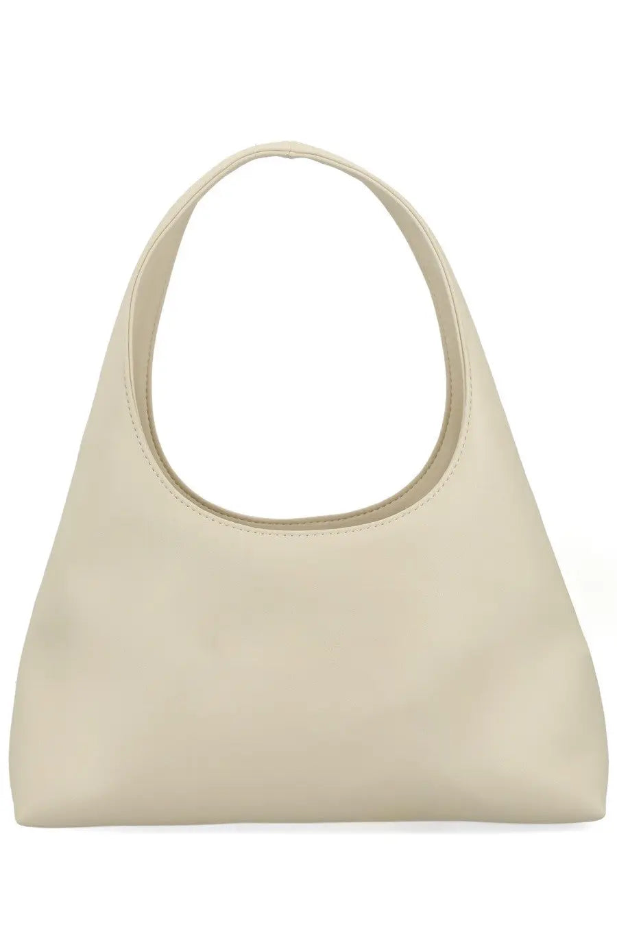 A.P.C women’s Ninon baby bag beige cream shoulder bag with smooth matte faux leather and rounded top handle