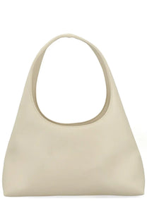 A.P.C women’s Ninon baby bag beige cream shoulder bag with smooth matte faux leather and rounded top handle