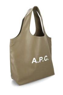 Olive green a.p.c. women’s ninon tote bag made of durable canvas with leather handles for everyday use