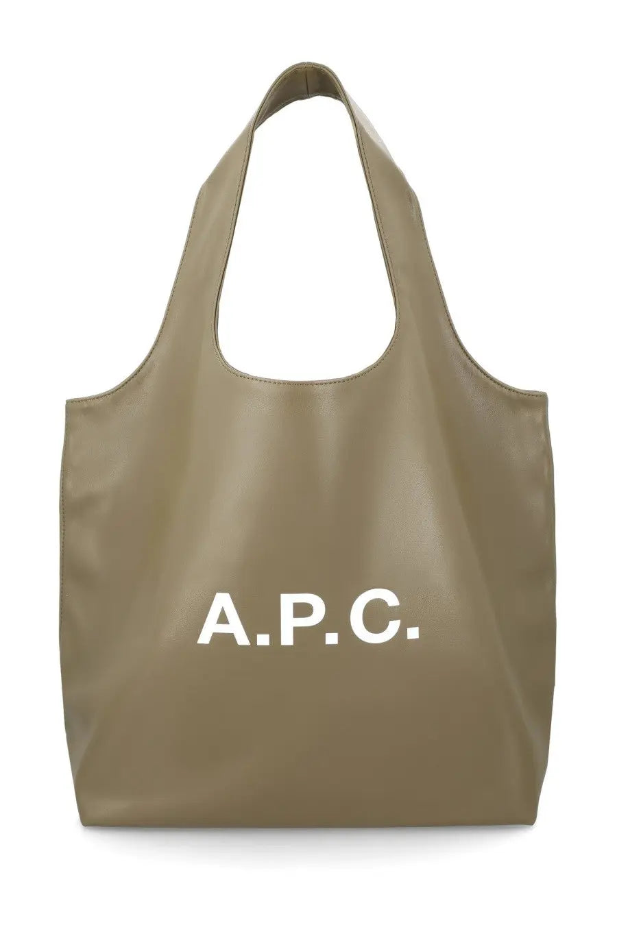 A sleek taupe a.p.c ninon tote bag showcasing smooth leather and minimalist design for everyday use