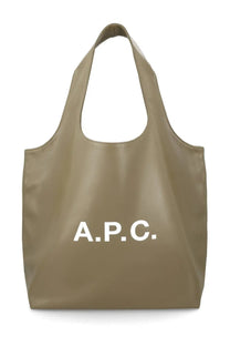 A sleek taupe a.p.c ninon tote bag showcasing smooth leather and minimalist design for everyday use
