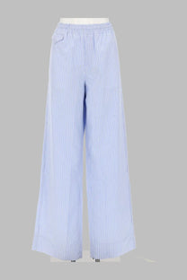 A.P.C women’s pantalone Louise blue light blue and white striped wide-leg trousers with elastic waistband