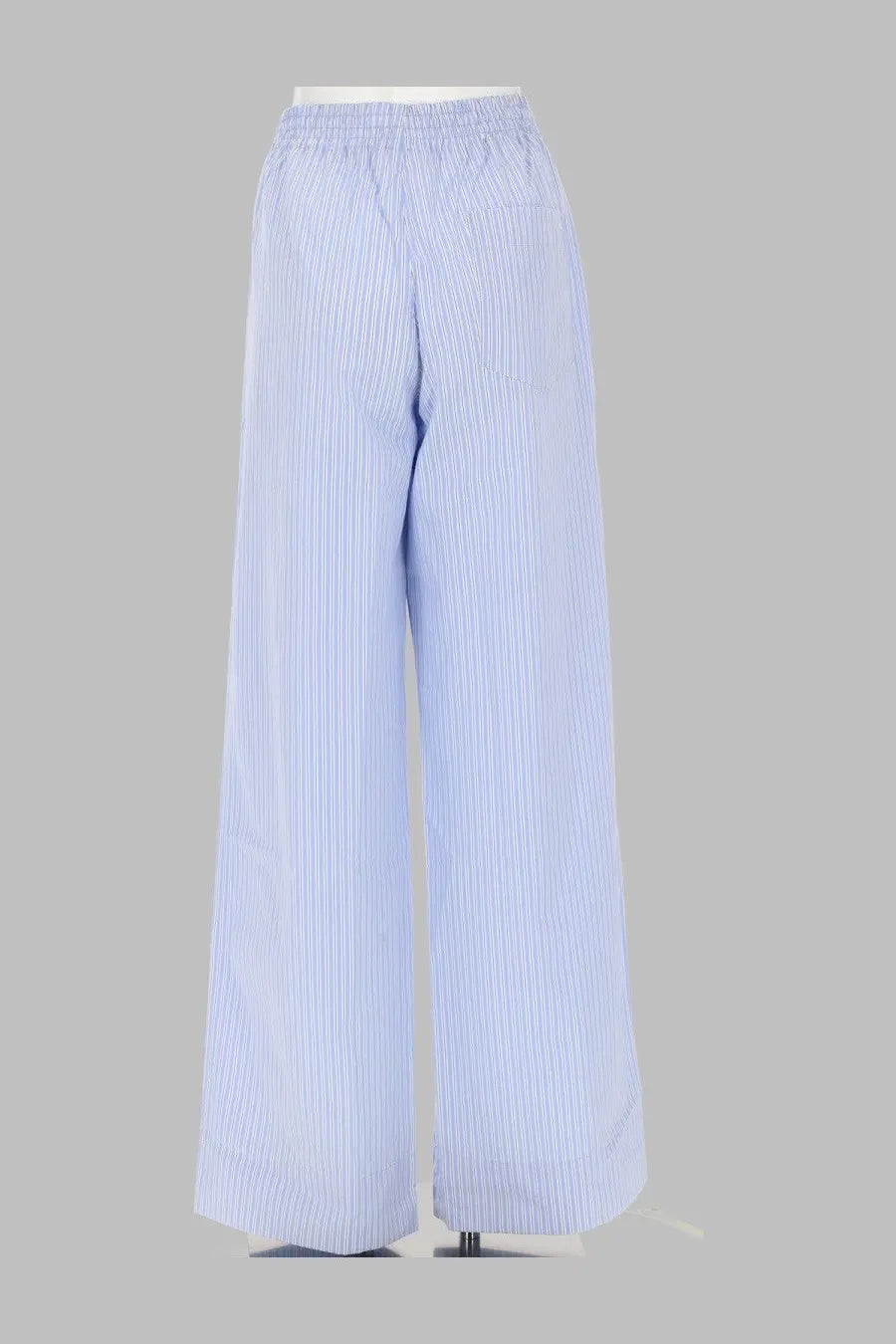 A.P.C women’s pantalon louise blue light blue and white striped wide-leg trousers with elastic waistband