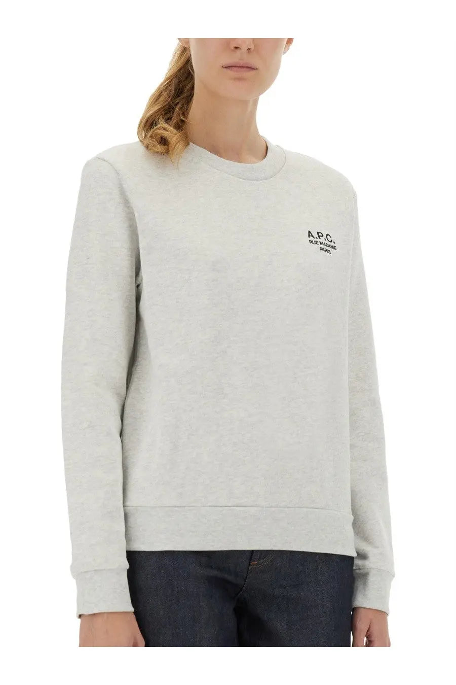 A.P.C. women’s grey Rue Madame sweatshirt made of soft material for casual and comfortable wear