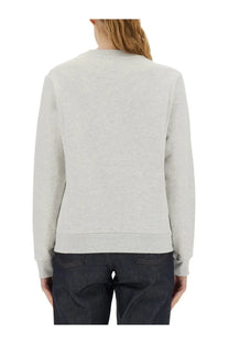 A.P.C women’s rue madame soft heather gray crewneck sweatshirt with relaxed fit and ribbed cuffs