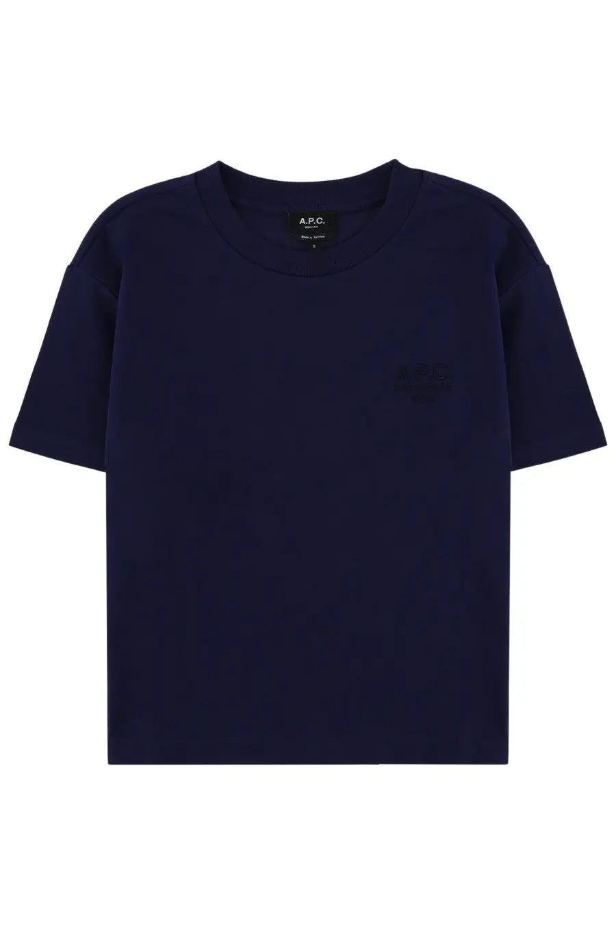 Navy blue A.P.C. women’s shirt featuring a classic tailored fit and lightweight cotton fabric