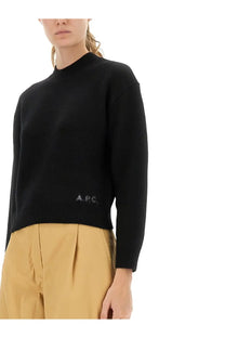 Black cropped knit sweater with subtle a.p.c. logo from a.p.c. women’s shirt esther black collection