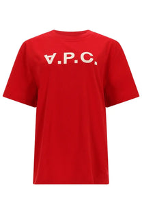 Red a.p.c. women’s shirt in cotton fabric featuring a vibrant red color for casual and stylish wear
