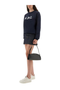 Black leather crossbody bag with minimalist design and subtle logo for a.p.c women’s sweatshirt standard grand vpc gots blue