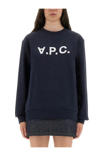 Navy blue a.p.c women’s sweatshirt with standard fit made from gots certified cotton for casual wear