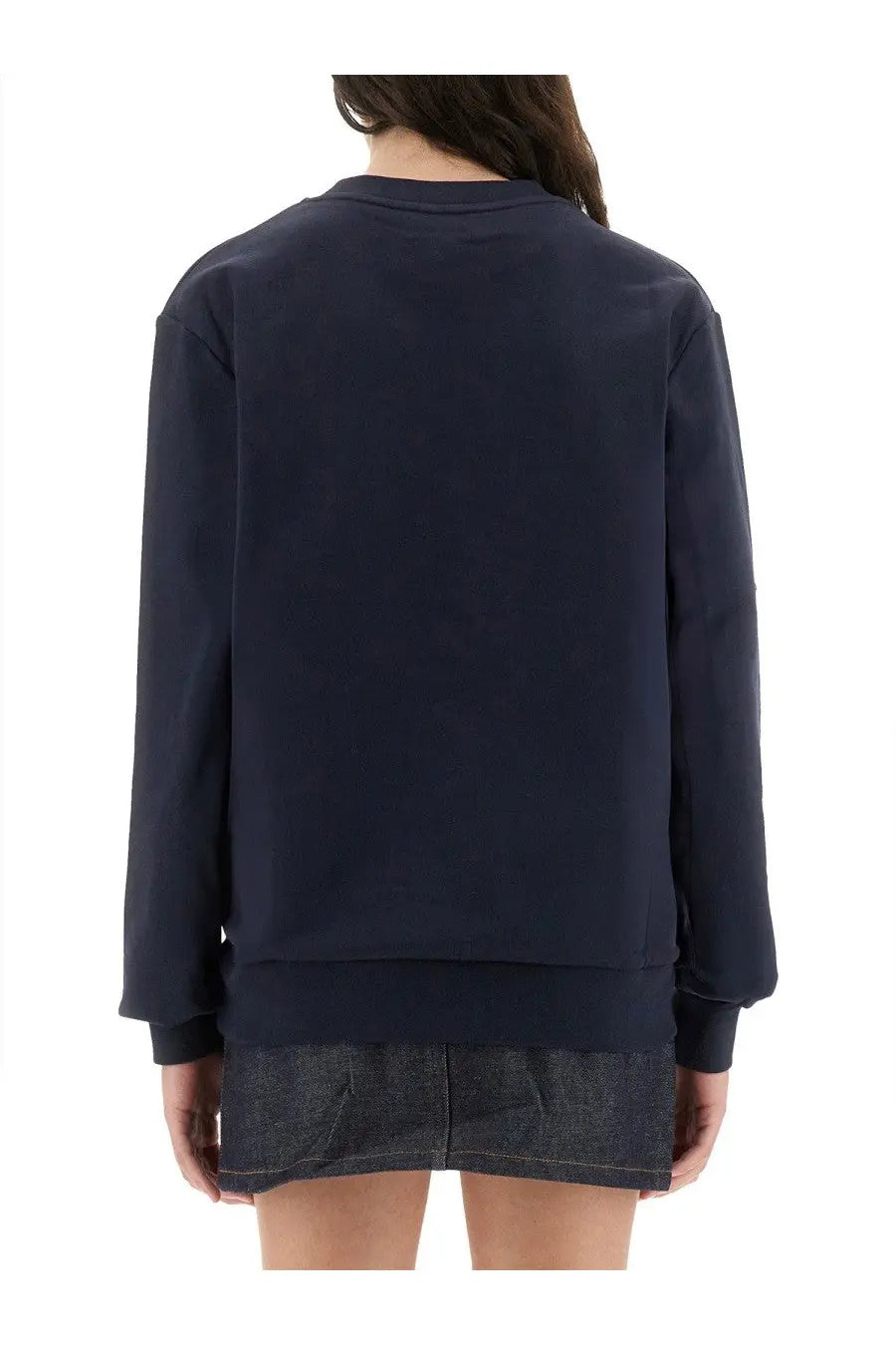 Navy blue oversized crewneck sweatshirt from apc women made with gots organic cotton for comfortable casual wear
