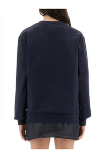 Navy blue oversized crewneck sweatshirt from apc women made with gots organic cotton for comfortable casual wear