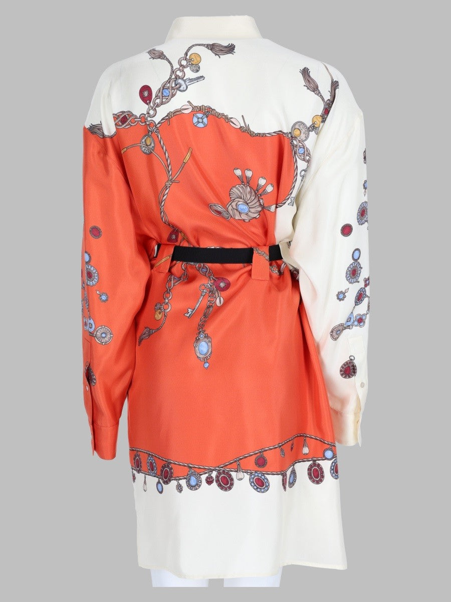 Versace Women's Twill Silk Chemisier Dress Orange, view 2