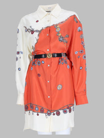 Versace Women's Twill Silk Chemisier Dress Orange