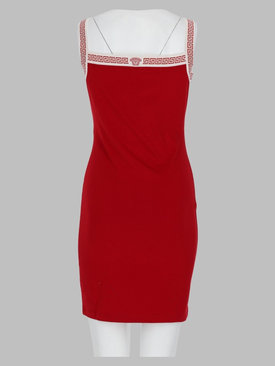 Versace Women's Dress with Motif Jacquard Red, view 2