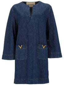 Valentino Women's Abito in Denim Chambray Blue