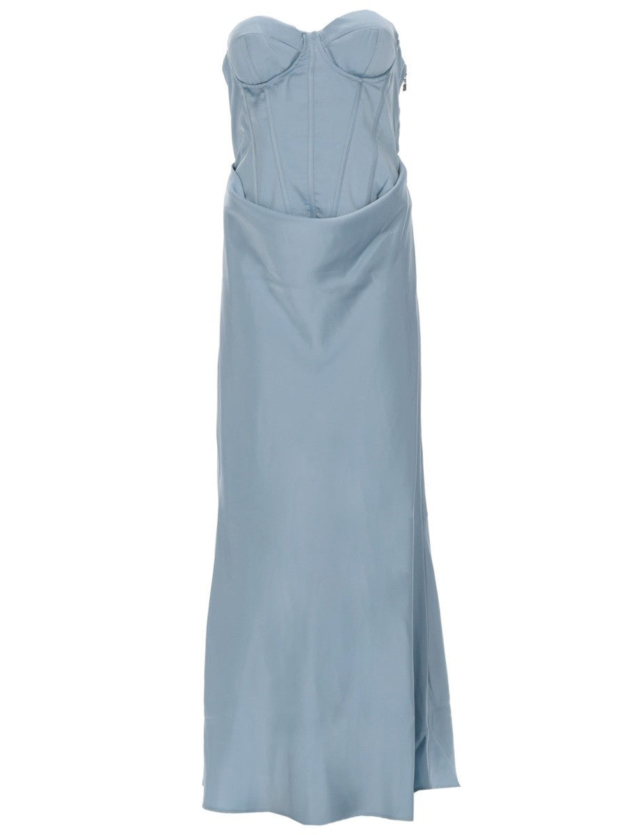 ROTATE Birger Christensen Women's Satin Dress with Corsetto Blue