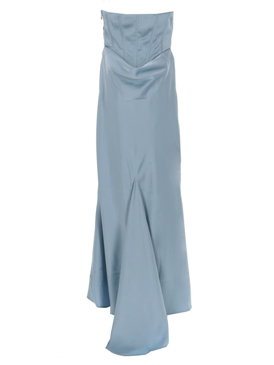 ROTATE Birger Christensen Women's Satin Dress with Corsetto Blue, view 3
