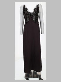 Alysi Women's Abito in Satin Con Inserto in Pizzo Brown