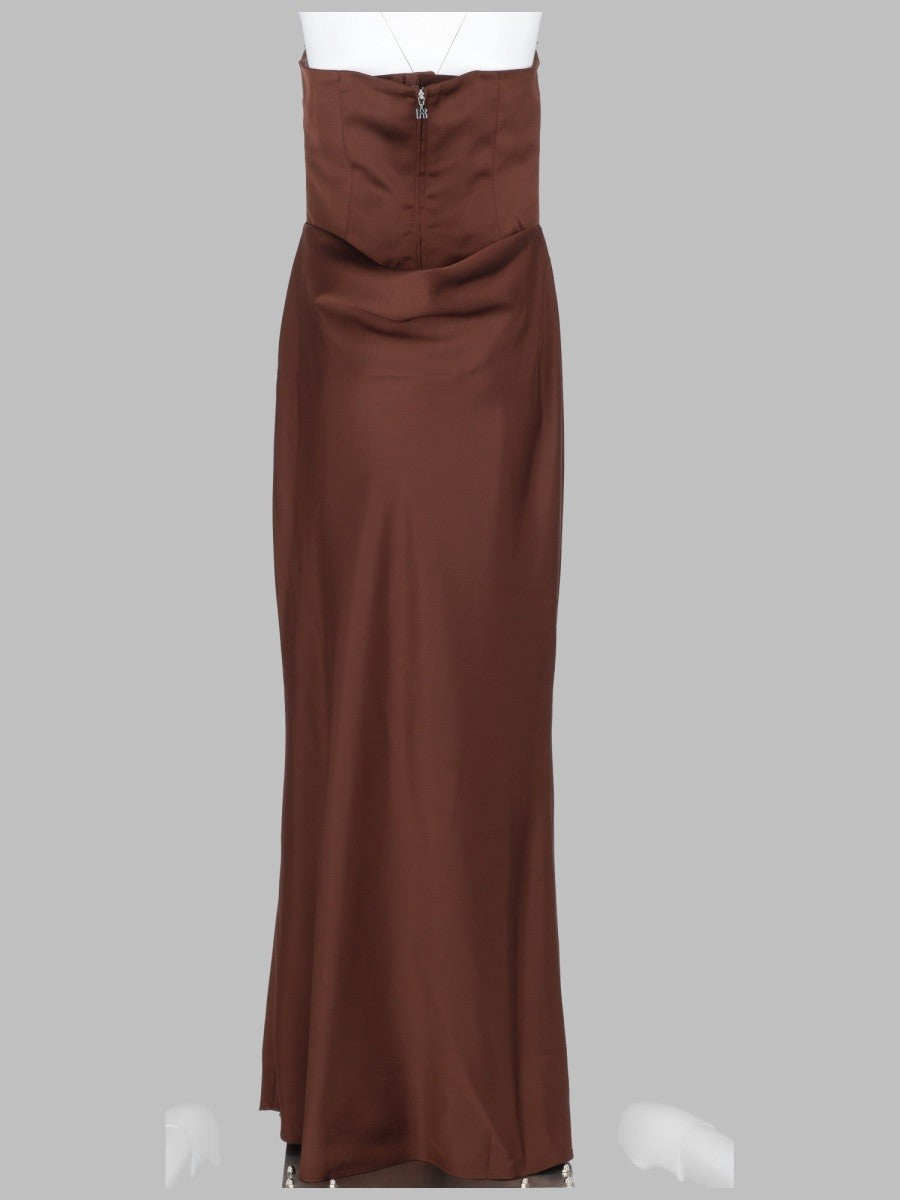 Rotate Women's Abito Lungo Con Corpetto Brown