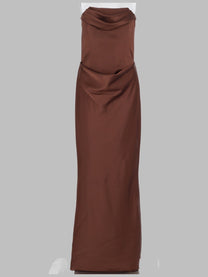Rotate Women's Abito Lungo Con Corpetto Brown