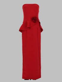 ROTATE Birger Christensen Women's Abito Lungo Con Fiore Red