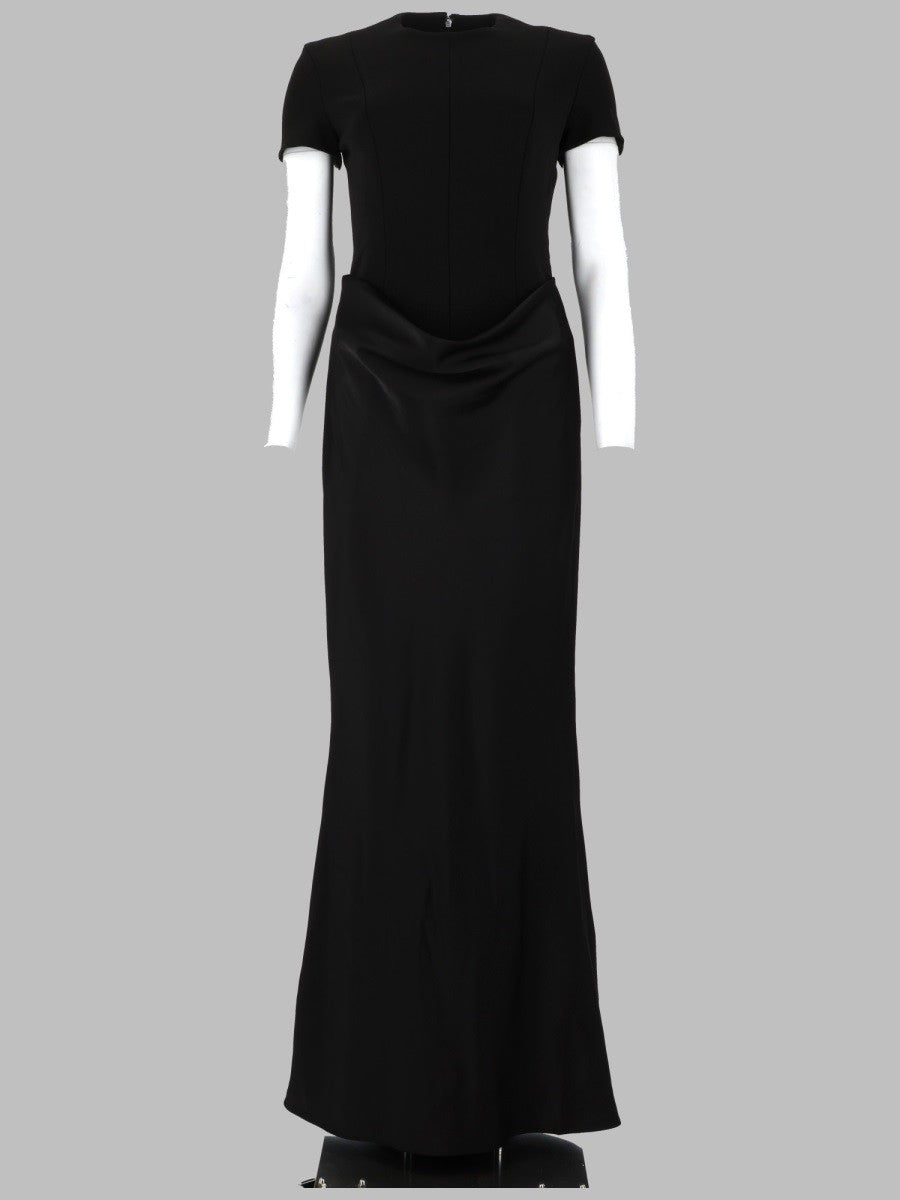 Rotate Women's Abito Lungo Con Maniche Corte Drappeggio Black