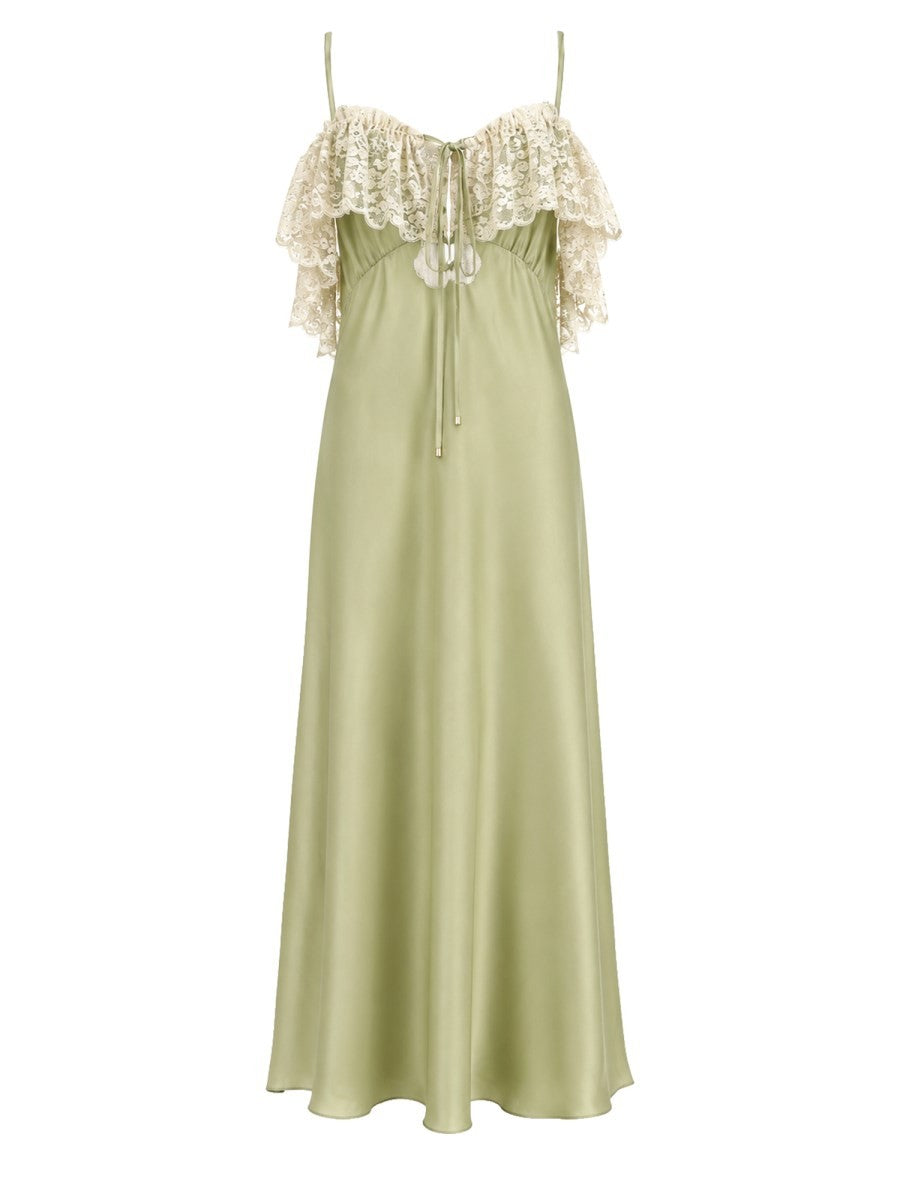 Chloé Women's Long Dress with Spalline Sottili Green