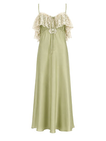 Chloé Women's Long Dress with Spalline Sottili Green