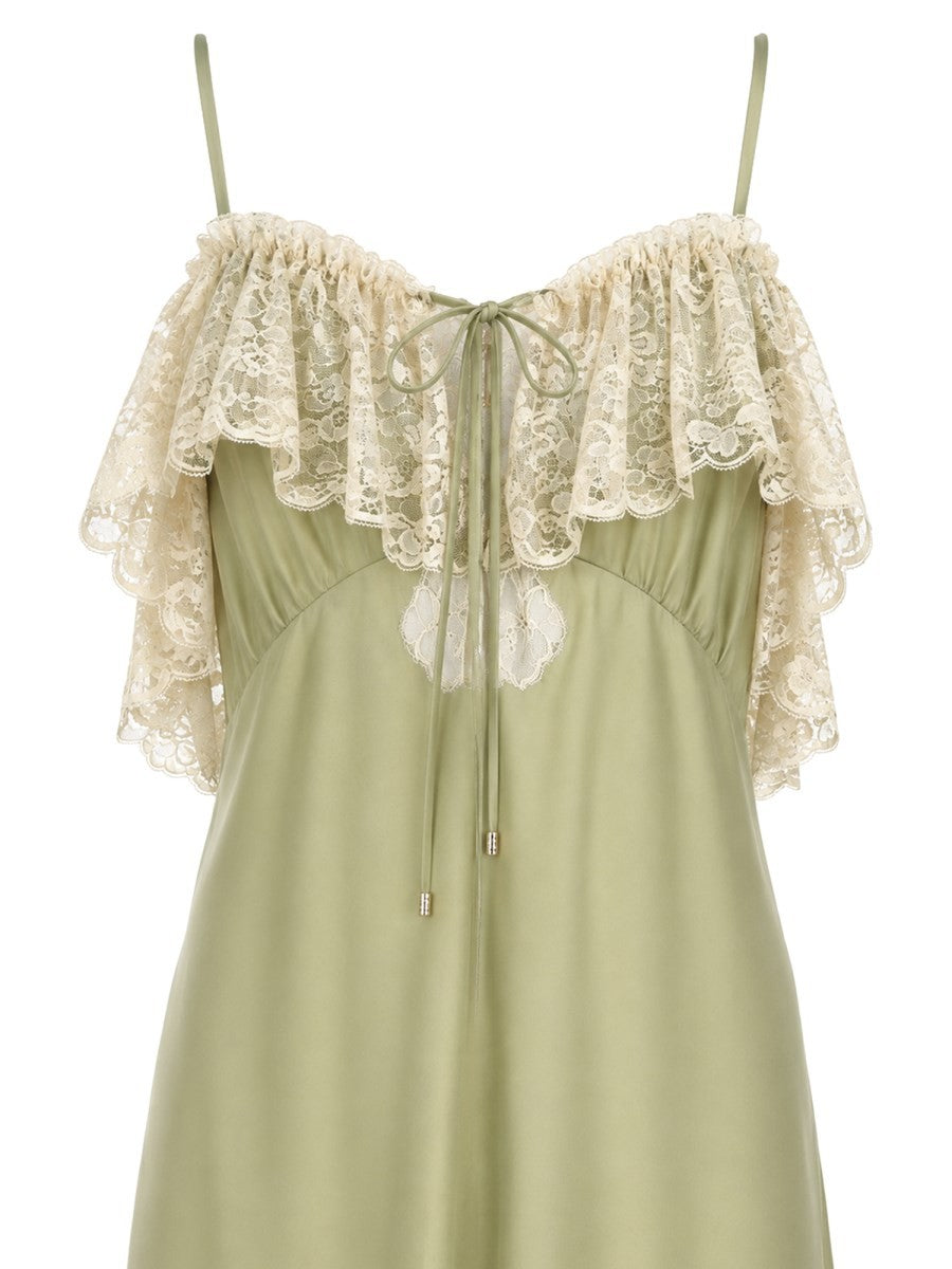 Chloé Women's Long Dress with Spalline Sottili Green, view 3