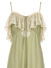 Chloé Women's Long Dress with Spalline Sottili Green, view 3