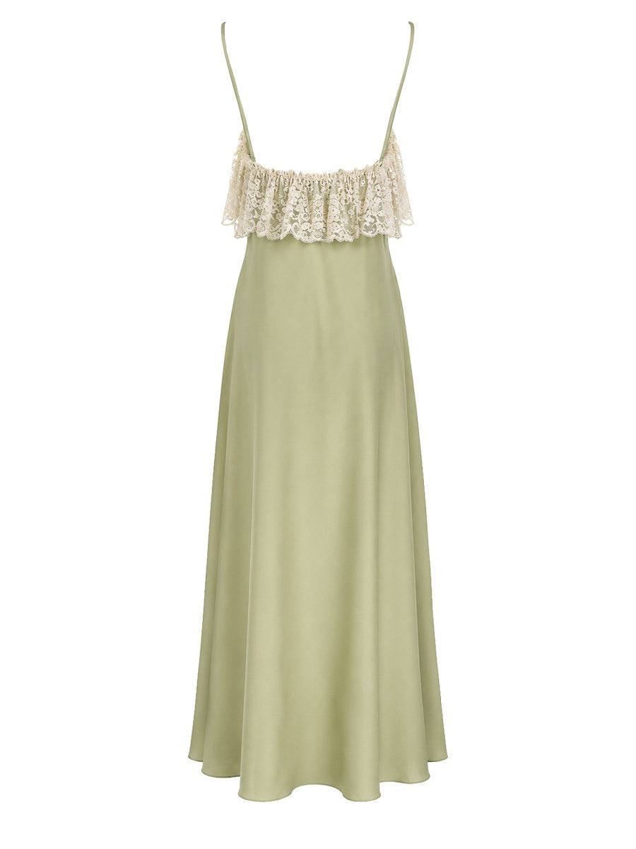 Chloé Women's Long Dress with Spalline Sottili Green, view 4