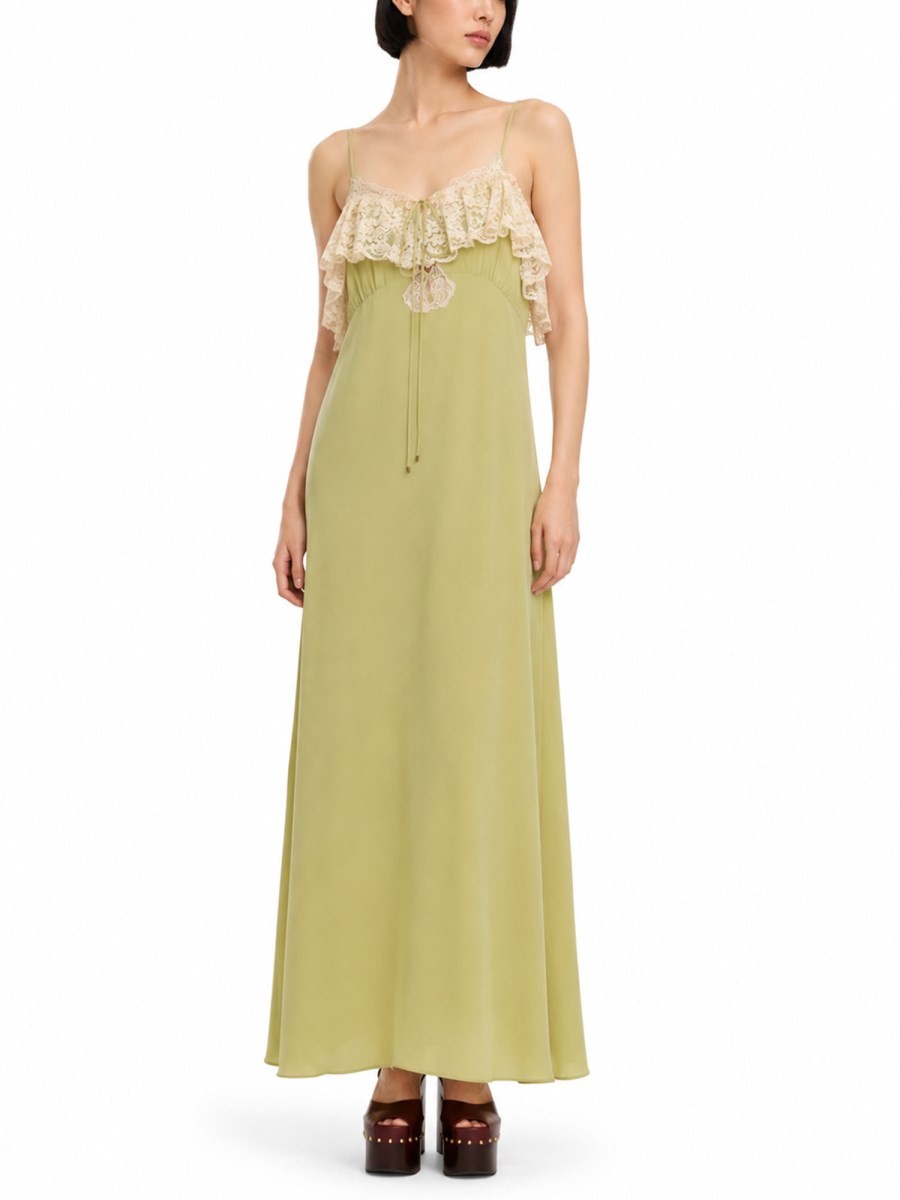 Chloé Women's Long Dress with Spalline Sottili Green, view 2