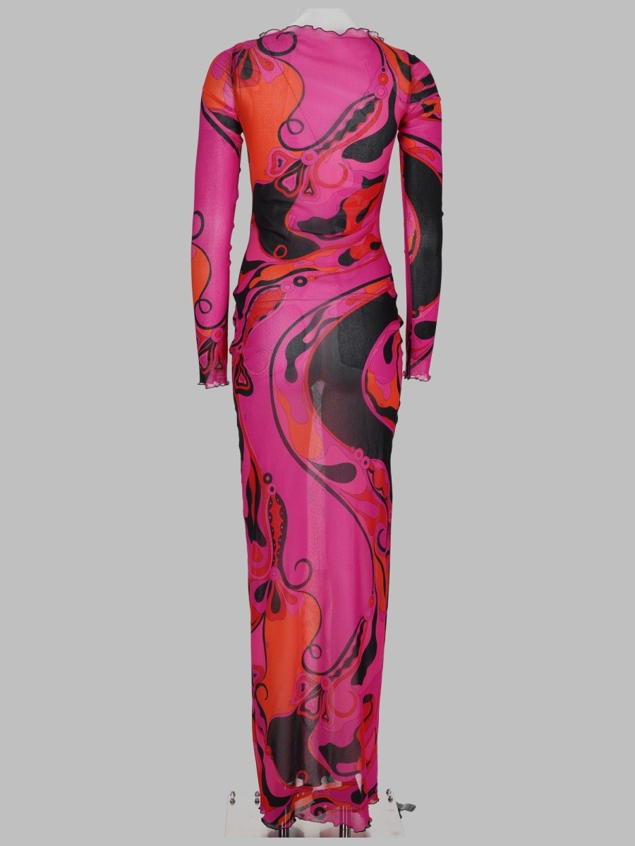 Pucci Women's Abito Lungo Orchidee in Tulle Pink