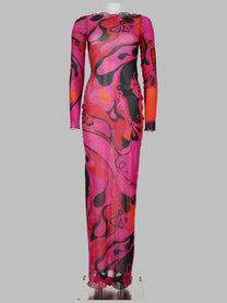 Pucci Women's Abito Lungo Orchidee in Tulle Pink