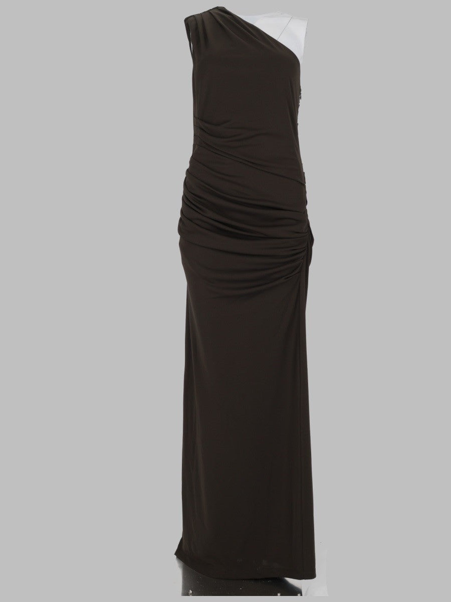 Rotate Women's Abito Midi Asimmetrico Green