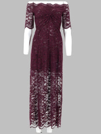 Rabanne Women's Abito Midi in Pizzo Strati Red