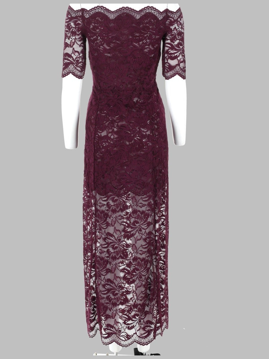 Rabanne Women's Abito Midi in Pizzo Strati Red