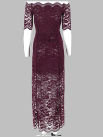 Rabanne Women's Abito Midi in Pizzo Strati Red