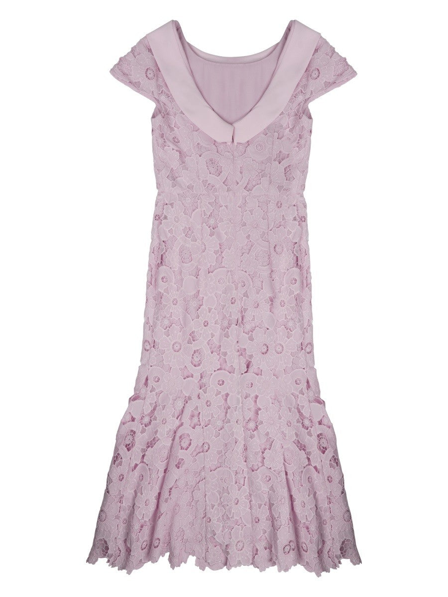 self-portrait Women's Abito Midi in Pizzo Con Schiena Scoperta Blue