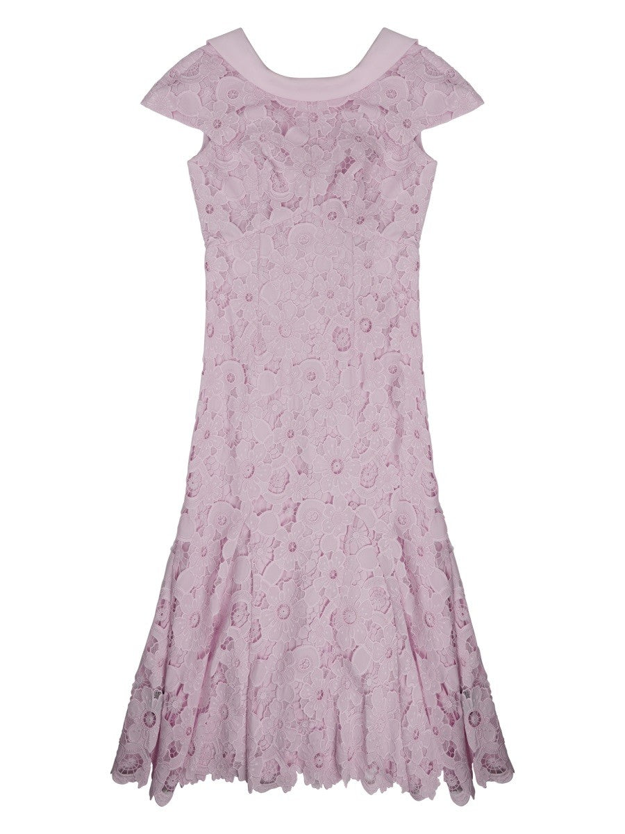 self-portrait Women's Abito Midi in Pizzo Con Schiena Scoperta Blue