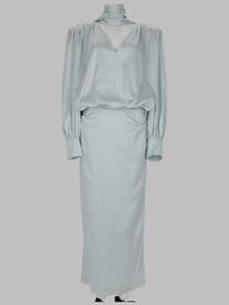 Rotate Women's Abito Midi in Raso Green