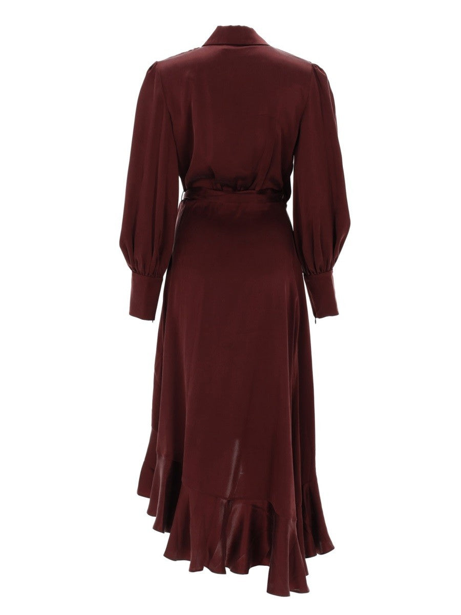 Zimmermann Women's Abito Midi in Seta Red