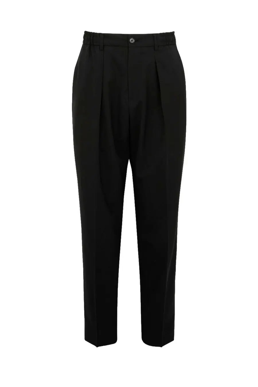 Be Able men’s pants Dominique black sleek tailored pleated trousers with single button waistband closure