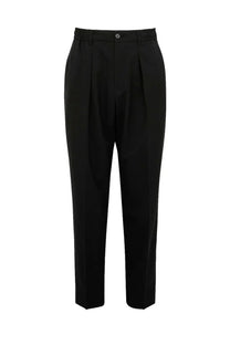 Be Able men’s pants Dominique black sleek tailored pleated trousers with single button waistband closure