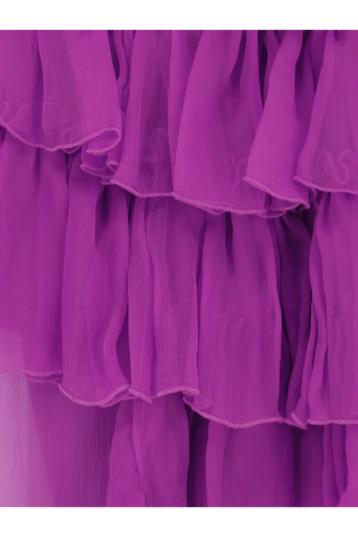 Actualee women’s asymmetric voile dress red with vibrant purple ruffled lightweight semi-transparent skirt and pink stitching