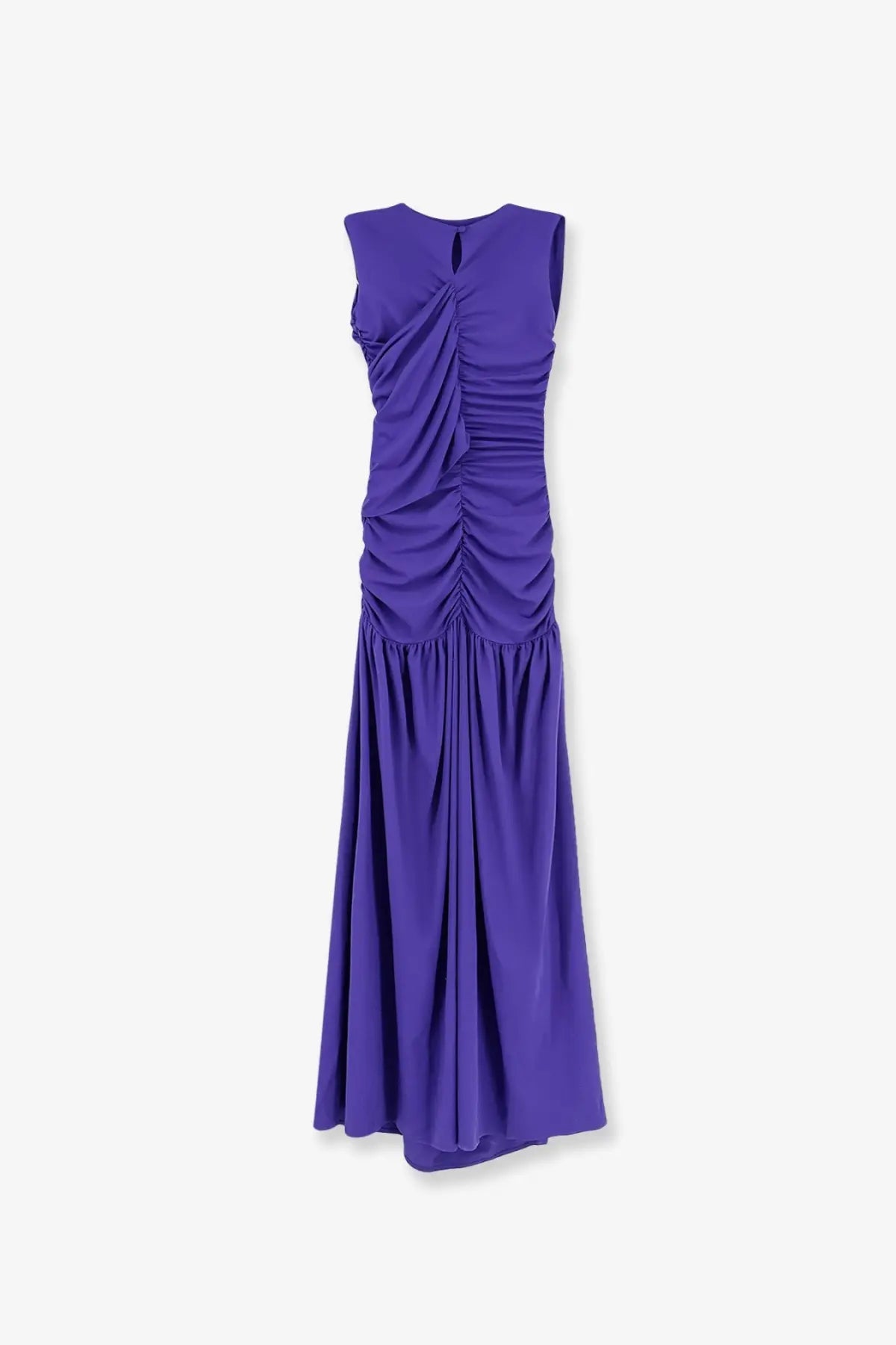 Actualee women’s draped long dress purple sleeveless maxi with ruched bodice and flowing skirt made from soft fabric
