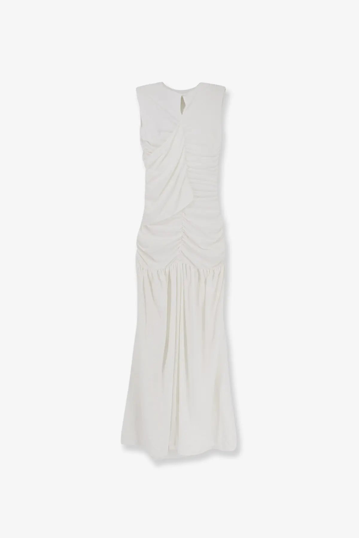 Actualee women’s sleeveless off-white draped long dress with a flowing skirt made from lightweight fabric