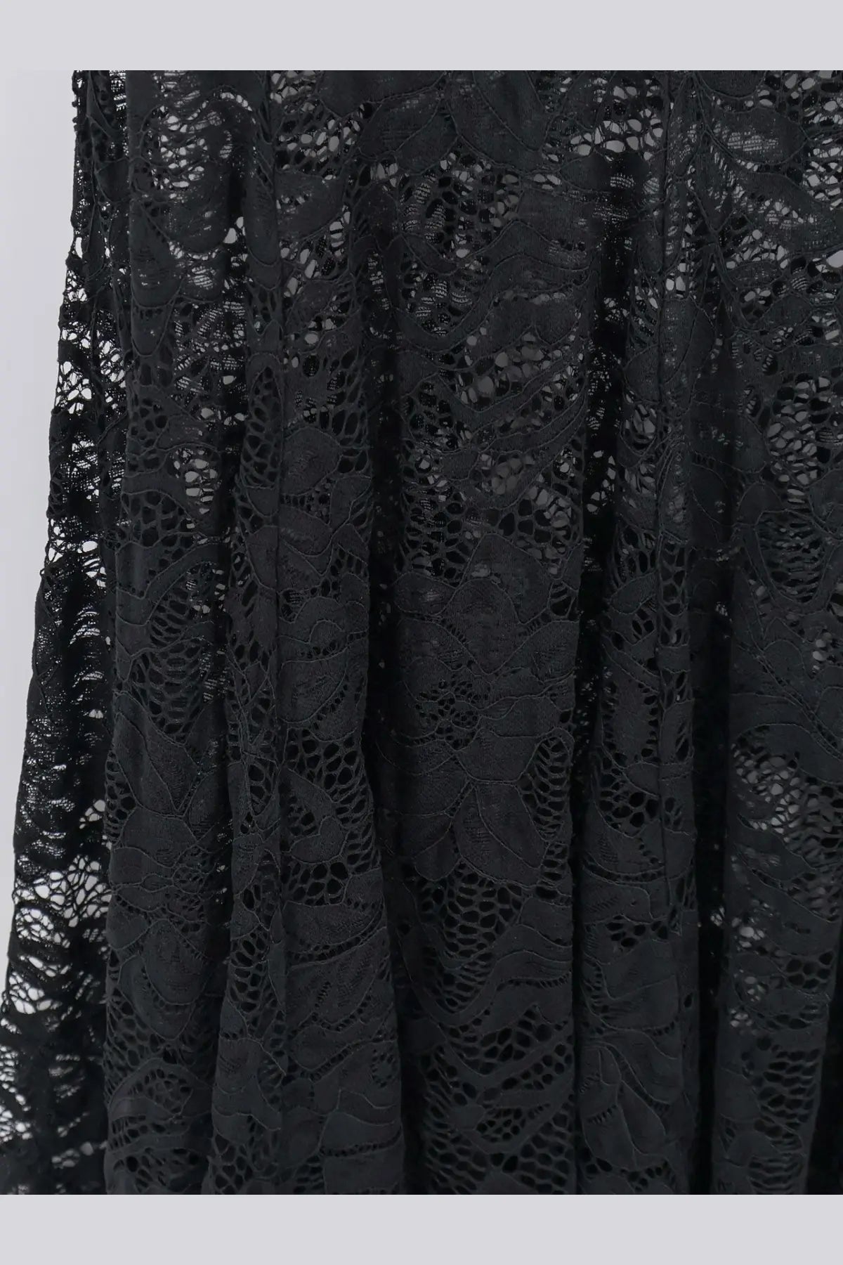 Actualee women’s lace skirt in black featuring intricate delicate floral lace fabric patterns