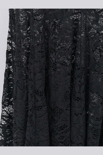 Actualee women’s lace skirt in black featuring intricate delicate floral lace fabric patterns
